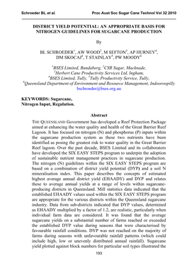 District Yield Potential: an Appropriate Basis for Nitrogen Guidelines for Sugarcane Production