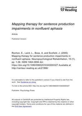 Mapping Therapy for Sentence Production Impairments in Nonfluent Aphasia