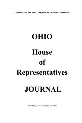 OHIO House of Representatives JOURNAL