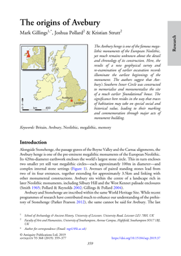 The Origins of Avebury Mark Gillings1,*, Joshua Pollard2 & Kristian Strutt2