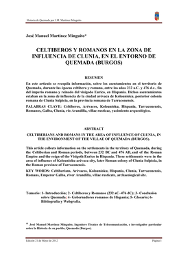 Celtíberos Y Romanos En La Zona De Influencia De Clunia, En El Entorno