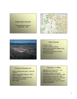 Rocky Flats Colorado Plant Purpose Plutonium Background Operation In