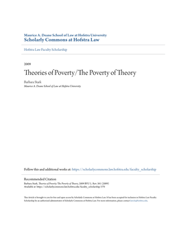 Theories of Poverty/The Poverty of Theory, 2009 BYU L