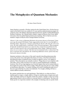 The Metaphysics of Quantum Mechanics