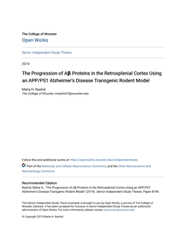 Open Works the Progression of Aβ Proteins in the Retrosplenial Cortex