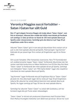 Veronica Maggios Succé Fortsätter – Satan I Gatan Har Sålt Guld