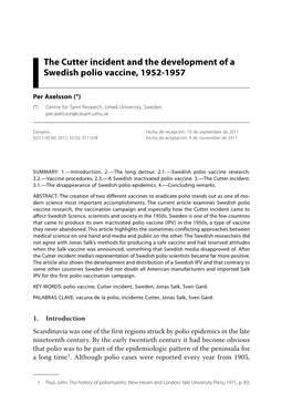 The Cutter Incident and the Development of a Swedish Polio Vaccine, 1952-1957