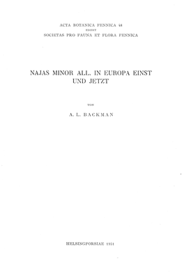 Najas Minor All. in Europa Einst Und Jetzt