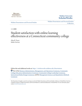 Student Satisfaction with Online Learning Effectiveness at a Connecticut Community College Alina R
