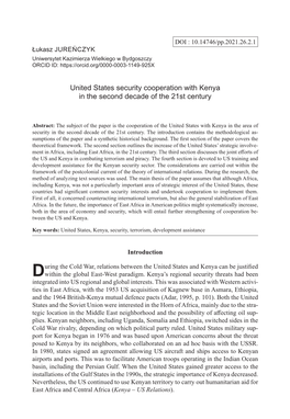 United States Security Cooperation with Kenya in the Second Decade of the 21St Century