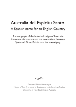 Australia Del Espiritu Santo a Spanish Name for an English Country