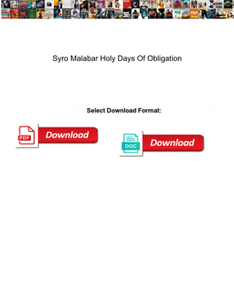 Syro Malabar Holy Days of Obligation