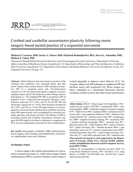 Cerebral and Cerebellar Sensorimotor Plasticity Following Motor Imagery-Based Mental Practice of a Sequential Movement