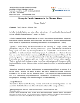 Change in Family Structure in the Modern Times