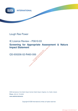 Lough Ree Power IE Licence Review