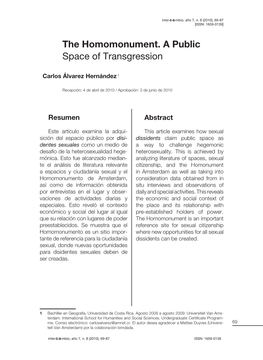 The Homomonument. a Public Space of Transgression