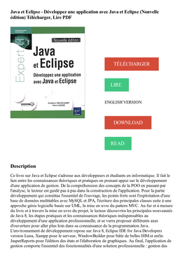 Java Et Eclipse - Développez Une Application Avec Java Et Eclipse (Nouvelle Édition) Télécharger, Lire PDF