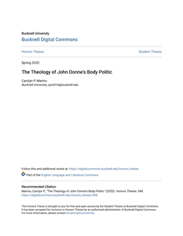 The Theology of John Donne's Body Politic