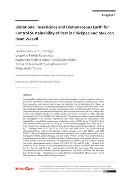 Biorational Insecticides and Diatomaceous Earth for Control Sustainability of Pest in Chickpea and Mexican Bean Weevil