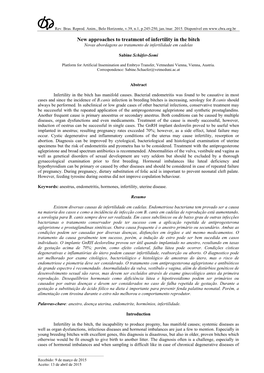 New Approaches to Treatment of Infertility in the Bitch Novas Abordagens Ao Tratamento De Infertilidade Em Cadelas