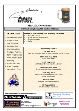 May 2013 Newsletter