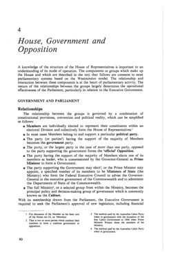 Understanding of Its Mode of Operation. the Components Or Groups Which Make up Parliamentary Systems Based on the Westminster Model