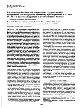 Relationships Between the Responses of Triglyceride-Rich Lipoproteins In