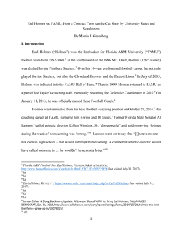 Earl Holmes Vs. FAMU: How a Contract Term Can Be Cut Short by University Rules and Regulations