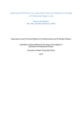 Exploring the Efficacy of a Lumbo-Pelvic-Hip Injury Reduction Strategy in Professional Rugby Union