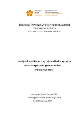 Analýza Kauzality Mezi Vývojem Nářadí a Vývojem Sestav Ve Sportovní Gymnastice Žen (Bakalářská Práce)