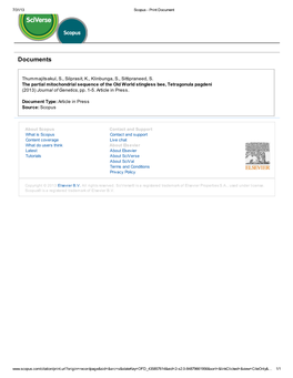 The Partial Mitochondrial Sequence of the Old World Stingless Bee, Tetragonula Pagdeni (2013) Journal of Genetics, Pp