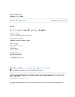 Active and Tunable Metamaterials Allan D