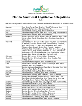 Florida Counties & Legislative Delegations