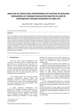 Analysis of Structural Performance of Existing Rc Building Designated As Tsunami Evacuation Shelter in Case of Earthquake-Tsunami Scenarios in Lima City