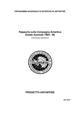 Rapporto Sulla Campagna Antartica Estate Australe 1995 - 96 Undicesima Spedizione