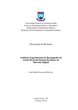 Dissertação De Mestrado Avaliação Experimental Do Desempenho Do