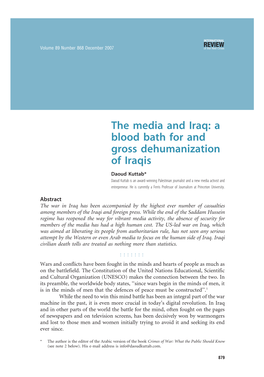 The Media and Iraq: a Blood Bath for and Gross Dehumanization of Iraqis