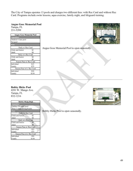 49 the City of Tampa Operates 13 Pools and Charges Two Different Fees