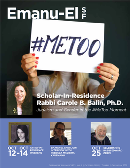Scholar-In-Residence Rabbi Carole B. Balin, Ph.D. Judaism and Gender in the #Metoo Moment