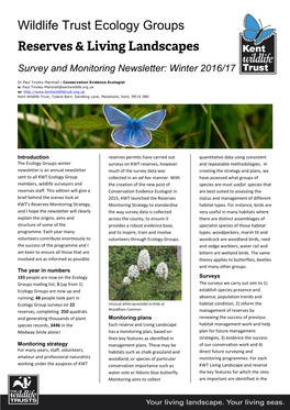 Wildlife Trust Ecology Groups Reserves & Living Landscapes Survey and Monitoring Newsletter: Winter 2016/17