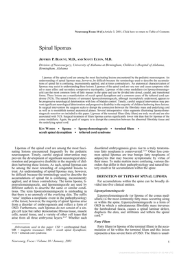 Spinal Lipomas