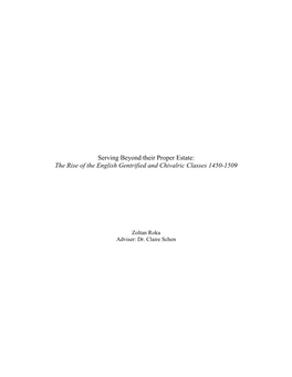 The Rise of the English Gentrified and Chivalric Classes 1450-1509