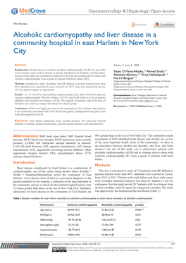 Alcoholic Cardiomyopathy and Liver Disease in a Community Hospital in East Harlem in New York City