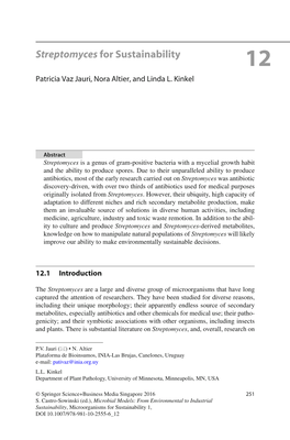 Streptomyces for Sustainability 12 Patricia Vaz Jauri , Nora Altier , and Linda L