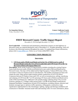 Florida Department of Transportation FDOT Broward County Traffic