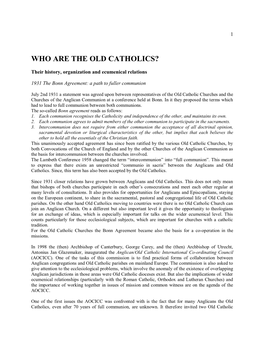 Velde, Wietse Van Der. "Who Are the Old Catholics? Their History