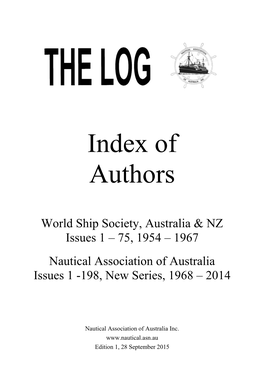Their Contributions Published in the LOG from the First Issue in 1954 to End 2014