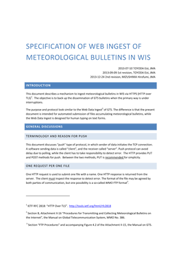 Specification of Web Ingest of Meteorological Bulletins in Wis