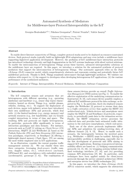 Automated Synthesis of Mediators for Middleware-Layer Protocol Interoperability in the Iot