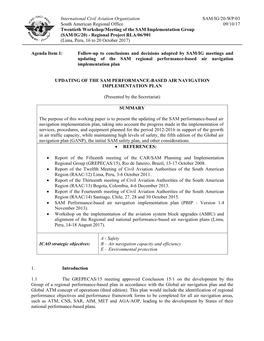 Agenda I the P Navig Servic in Air Navig • • • • • • ICAO 1. 1.1 Group Of